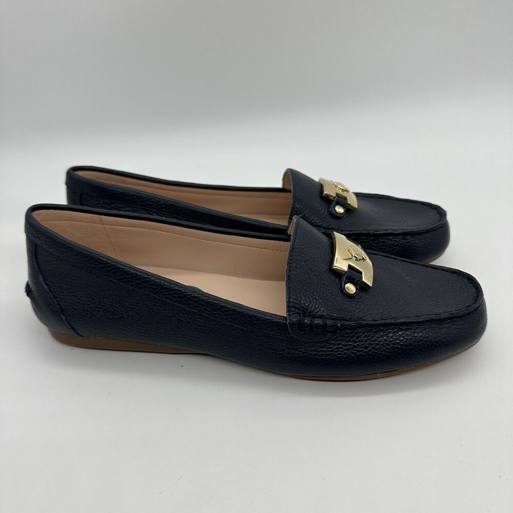 Kate Spade Carmen Leather Moccasin Loafer Women Size 7.5 Navy Blue